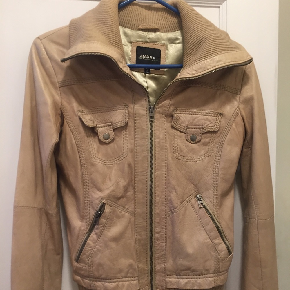 Bershka women’s sheep’s leather bomber jacket